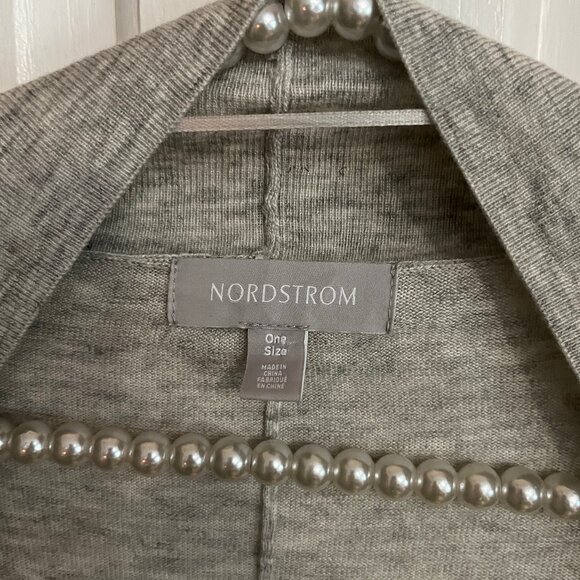 Nordstom Ladies Gray Open Front Lightweight Knit Cocoon Shawl Sweater One Size - Picture 2 of 5
